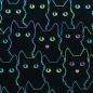 Preview: Baumwolldruck Bunte Katzen auf Schwarz von Swafing